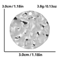 Technical drawing showing 3cm hammered silver steel pendant with size and weight specs - Silver (S1778-S)