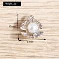 Detaillierte Größenangabe des Muschelanhängers mit Perle zeigt 15mm Höhe und 13mm Breite - Silber Muschel Künstliche Perle Stil (YD547yinse) / 10er Pack / Silber