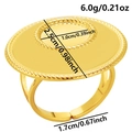 Tableau des tailles détaillé pour bague dorée réglable avec bordure tressée 2,5cm - Doré