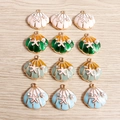 Emaille Muschelanhänger mit Seestern und Perle für DIY-Schmuck und Bastelarbeiten - Mehrfarbig Muschel Seestern Künstliche Perle Gemischt (YD452hunse) / 10er Pack / Mehrfarbig