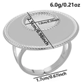 Détail de la bague réglable en acier inoxydable 304 avec surface lisse ovale argentée - Argenté