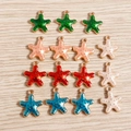 Seestern-Anhänger aus buntem Emaille mit Goldrand für DIY Schmuckherstellung - Fünf Farben Seestern Emaille Gemischt (YD506hunse) / 10er Pack / Mehrfarbig