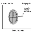 Detailed size chart for minimalist silver stainless steel earrings with coin edge texture - Silver