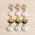 Bunte Emaille-Anhänger in Muschelform aus Legierung für DIY-Schmuck in verschiedenen Farben - Mehrfarbig Farbverlauf Muschel Gemischt (YD489hunse) / 10er Pack / Mehrfarbig