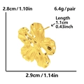Especificaciones de tamaño detalladas de los pendientes de hoja en acero dorado - Dorado