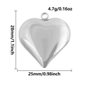 Zilveren hartvormige hanger van roestvrij staal met 28mm afmeting en 4.7g gewicht - 2.8cm Spiegelhart Stijl (S2554-S)