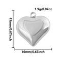 Zilveren roestvrijstalen hart hanger met afmetingen van 17 mm hoog en 16 mm breed - 1.7cm Spiegelhart Stijl (S2556-S)