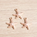 Rosa und weiße Emaille-Seestern-Anhänger mit Goldrand für DIY-Schmuckherstellung - Rosa Seestern Emaille Stil (YD418fense) / 10er Pack / Rosa