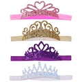 Baby Haarband Set mit Glitzerkronen in Rosa, Gold, Lila und Blau für Fotoshootings - 4 Stück Set (MS5404)