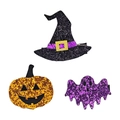 Halloween-Haarspangen-Set mit Kürbis- Fledermaus- und Zauberhut-Designs mit Pailletten - Kürbis Fledermaus Hexenhut Mix