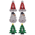 Dettaglio macro di fermagli per capelli glitterati con albero di Natale e pupazzo di neve - Stili di Coppia di Natale (MS5820)