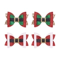 Vierer-Set Weihnachts-Haarspangen mit Glitzerschleifen für Mädchen in Rot Grün Weiß - 2 Paare (MS5823) / Gemischte Farben