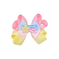 Barrette à cheveux nœud en ruban multicouche avec étoiles brodées pour filles - Arc-en-Ciel Multicolore (MC5686)