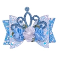 Funkelnde blau-weiße Glitzerschleife Haarklammer mit Prinzessinnen-Tiara und Rosen - Krone Stil Blau (MC5841)