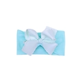 Zartes mintgrünes Baby-Stirnband mit gerippter Schleife und gewellten Rändern - Blau (MB5281)