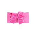 Weiches hellrosa Baby-Nylon-Stirnband mit großer weißer Bogenkante-Schleife - Rosarot (MS5282)