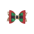Christmas glitter bow hair clip for girls with festive red, green and gold sequins - Red+Green