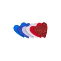 Patriotic heart-shaped hair clips in red white and blue glitter for Independence Day - Heart Style (MC5825)