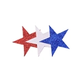 Kids Independence Day glitter star hair clips in red, white and blue PU leather finish - Star Style (MC5826)