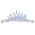 Bandeau couronne à paillettes bleues avec bande élastique violette pour bébé - Bleu Argenté (MB5811)