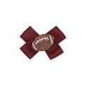 Détail d'un nœud à cheveux bordeaux avec un motif de football américain pailleté - Nœud Marron et Café (MC6531)