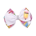 Meisjes strik haarspeld voor school met kleurpotloodpatronen en geel potlood ornament - Wit