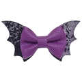 Lila glitzernde Fledermausflügel Haarschleife für Mädchen, Halloween Haarspange - Lila Schleife Flügel