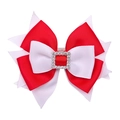 Lazo para el pelo en capas rojo y blanco con un centro cuadrado de diamantes - Rojo + Blanco