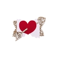 Detail of red heart hair clip with gold glitter arrow for girls Valentine gift - Cupid's Arrow Heart Style (MC6567)