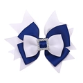 Lazo para el pelo de capas azul y blanco con diamantes de imitación para niñas - Azul Real + Blanco