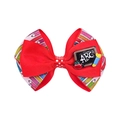 Rode grosgrain haarstrik met potloodpatronen en mini schoolbord bedeltje voor meisjes - Rood
