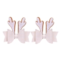 Barrettes de Noël avec bois de renne et nœuds à pois crème pour petites filles - Nœud de Renne à Pois Beige (MS5962)