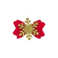 Pince à cheveux nœud en feutre rouge avec motif flocon doré pailleté pour filles - Style Nœud Flocon / Rouge + Or (MC5959)
