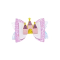Glitzernde Prinzessinnen Schloss Haarschleife für Mädchen mit Pailletten in Blau - Mc5833 Castle Bow / -
