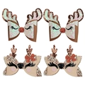 Detail of glitter Christmas reindeer hair clips with sequin antlers and felt ears - Mixed Reindeer Bow Combination (MS6625)