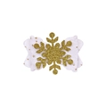 Pince à cheveux enfant avec grand flocon doré pailleté et ruban blanc à pois brillants - Style Nœud Flocon / Blanc + Or (MC5960)