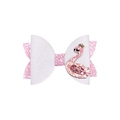 Glitzernde Haarspange für Kinder mit rosa Schwan und lila Schleife aus PU-Leder-Glitzer - Schwanschleife