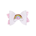Haarspange mit rosa Glitzer, weißem Leder, buntem Regenbogen und Wolken-Motiv - Regenbogen Schleife