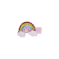 Barrette arc-en-ciel pailletée pour filles avec pince recouverte de ruban rose - Arc-en-ciel