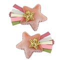 Detail der rosa Samt-Stern-Haarspange mit bunten Band-Quasten für Kinder - Rosa Stern-Stil