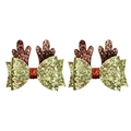 Primer plano de pinzas navideñas con purpurina, cuernos de reno y lazos rojos - Lazos Astas de Reno Oro Verde (MS6634)