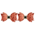 Detail of red glitter bow hair clips with gold buckle and festive holiday design - Santa Belt Red Bows (MS6636)