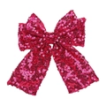 Grote magenta pailletten strik haarspeld voor meisjes met zwaluwstaart linten - Rood (MC5890)