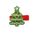 Detail of Christmas tree hair clip with green glitter fabric and embroidered ornaments - Christmas Tree (MC6643)