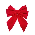 Détail d'un nœud papillon en velours rouge avec texture douce et longs rubans pendants - Style Nœud en Satin (MC6673) / Rouge
