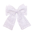 Elegante witte pailletten haarspeld met strik en brede linten voor kleine meisjes - Wit (MC5892)