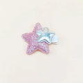 Haarspange mit pinkfarbenem Glitzerstern, kleinem Silberstern und weißem Stoffbezug - Rosa Stern mit silbernem kleinem Stern (MC6580)