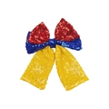 Haarspeld met pailletten strik in rood blauw en geel voor kleine meisjes - Donkerrood (MC5968)