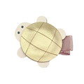 Detail of cute turtle hair clip with golden faux leather shell and pink ribbon wrap - Turtle Style (MC6705)