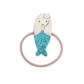 Détail d'un chouchou enfant sirène en similicuir rose avec une queue bleue à paillettes fines - Style Sirène (MT6708)